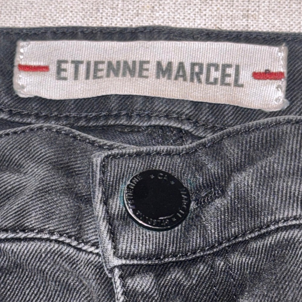 Etienne Marcel Womens Black Moto Skinny Jeans Quilted Knee Ankle Zip Size 26
